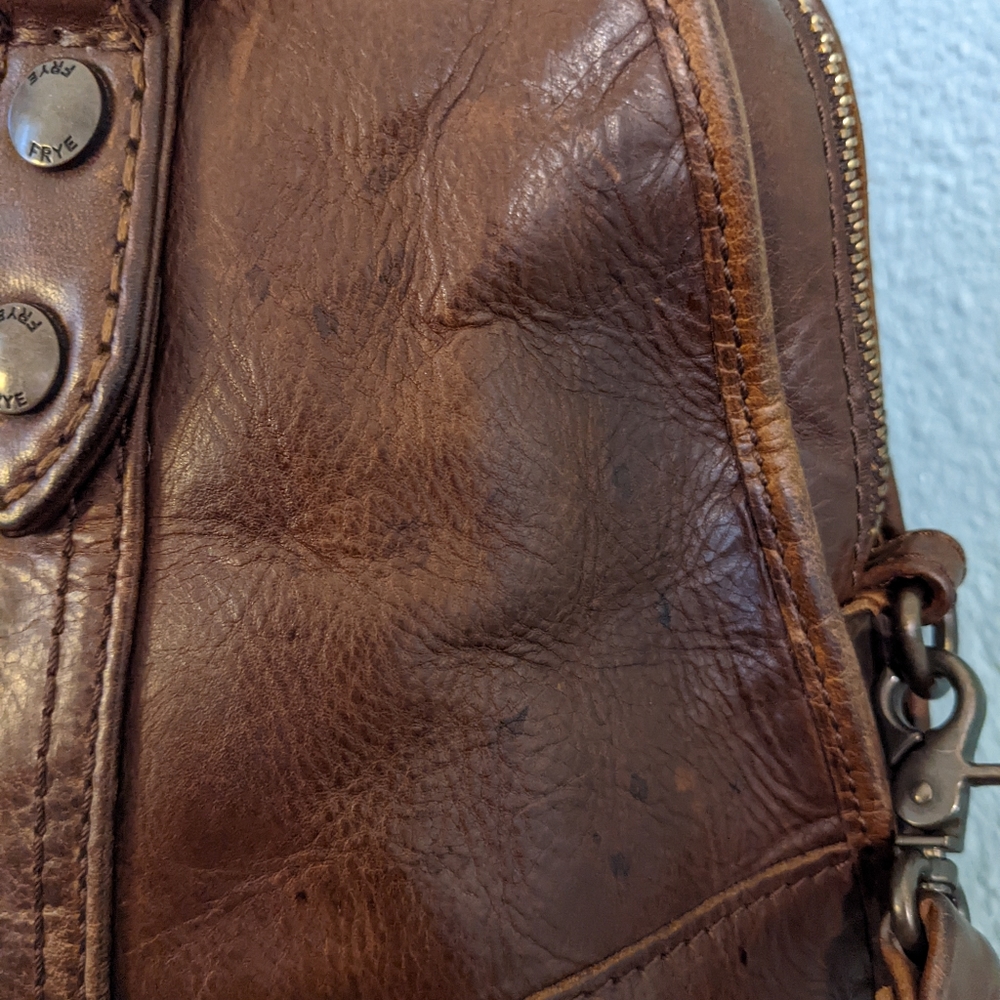 Frye Domed Satchel Leather Handbag - Dark Brown - Picture 5 of 12